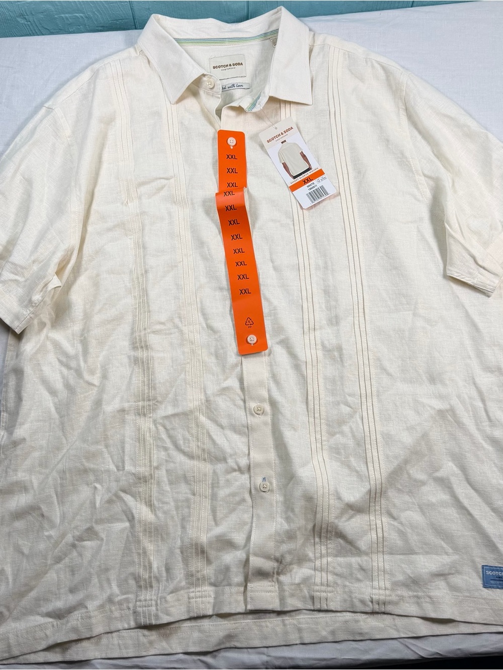 Scotch & Soda Cream Short-Sleeve Button-Down Shirt